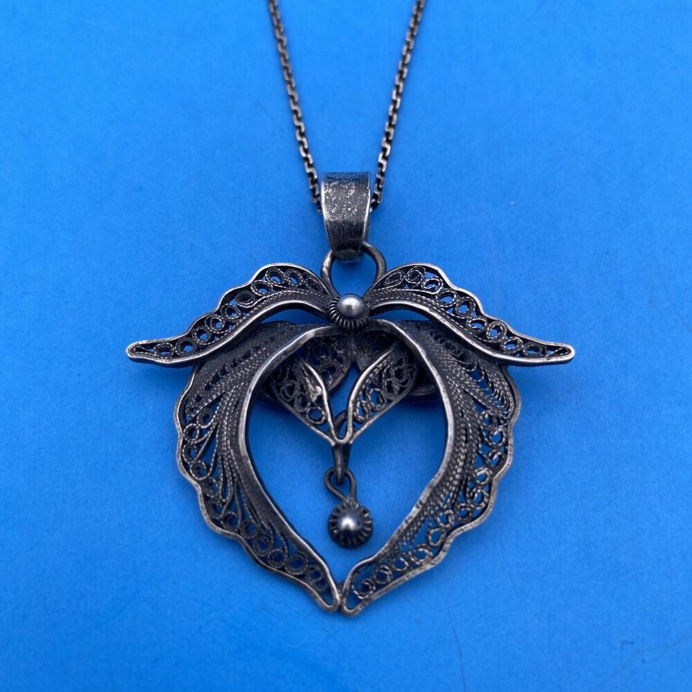 Vintage Signed CII Sterling Silver Flower Concho Style Disc Pendant